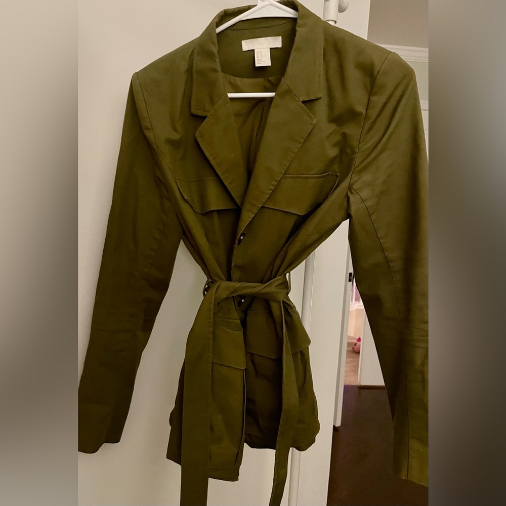 H&M Women's Olive Green Belted Jacket